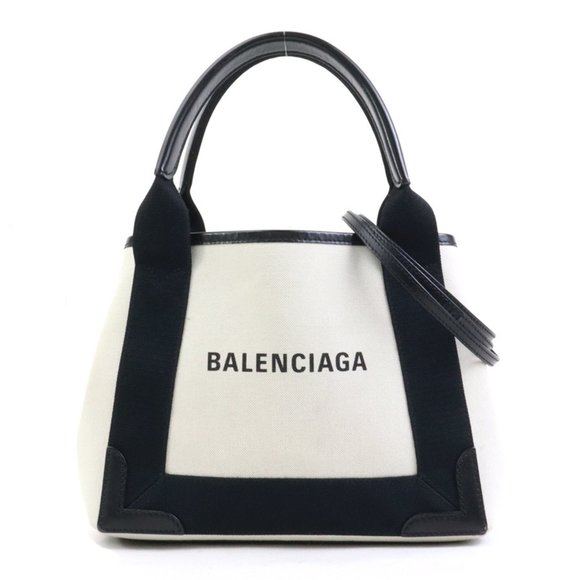 Balenciaga BALENCIAGA Handbag/Shoulder Bag Navy Cabas XS Canvas and Leather i... - Picture 1 of 5